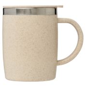 Printed Wey Insulated Mug With Lid in natural colour with handle by Total Merchandise