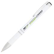 Promotional Moneta Antibacterial Ballpoint Pens with branding on barrel by Total Merchandise