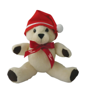 Promotional 10 Inch Honey Jointed Teddy Bear with Christmas Hat and Bow by Total Merchandise
