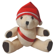 Branded 10 Inch Honey Jointed Teddy Bear with Christmas Hat and Sash by Total Merchandise