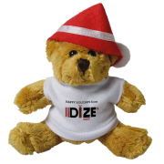 Printed 5 Inch Robbie Teddy Bear with Christmas Hat in a T-Shirt by Total Merchandise