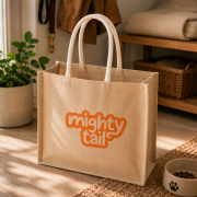 Lifestyle image of the Natural Medium Juco Bags with Short Handles by Total Merchandise