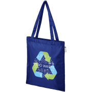 Custom printed rPET Tote Bags in royal blue colour with branding by Total Merchandise