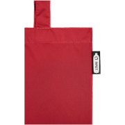 Label on rPET Tote Bags in red colour by Total Merchandise
