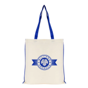 Branded 5oz Colour Trim Cotton Tote Bag in Natural/Royal Blue printed with logo by Total Merchandise