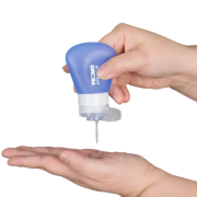 Branded Squeezy Silicone Hand Sanitiser in Frosted Blue colour with your logo by Total Merchandise