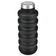 Branded 550ml Single Walled Collapsible Silicone Bottles in black with logo by Total Merchandise