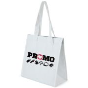 Promotional Non Woven White Cooler Bags printed with logo on front by Total Merchandise