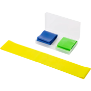 Three custom printed Elastic Fitness Bands supplied in a box with a logo from Total Merchandise