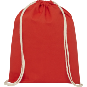 Back of Oregon Cotton Drawstring Backpack in Red with drawstrings by Total Merchandise