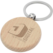 Branded Round Beech Wood Keyrings with engraved design by Total Merchandise