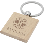 Branded Square Beech Wood Keyrings in with engraved design by Total Merchandise