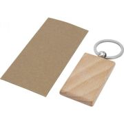 Promotional Rectangular Beech Wood Keyrings with brown craft envelope by Total Merchandise