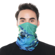 Promotional 12 in 1 Snood Face Masks in White printed with full colour design by Total Merchandise