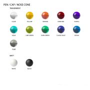 Colours available for the pen/ cap /  nose cone