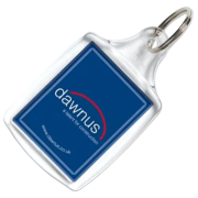 Promotional logo printed Rectangle Keyring in clear plastic from Total Merchandise