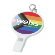 Promotional Rainbow Whistles in White with a Keychain Attachment from Total Merchandise