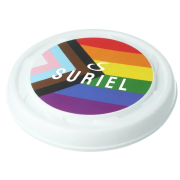Promotional Rainbow Turbo Pro Flying Discs in White Full Colour Printed by Total Merchandise