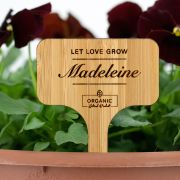 Individually engraved Bamboo Plant Markers in Caramel colour finish by Total Merchandise