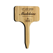 Promotional Bamboo Plant Markers in Caramel colour with engraved name by Total Merchandise