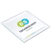 Promotional Bevelled Glass Coasters in clear UK printed with full colour by Total Merchandise