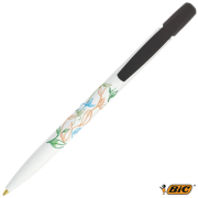 Branded BiC Media Clic Biodegradable Ballpens in White/Black printed with logo by Total Merchandise