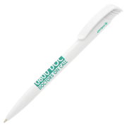 Promotional Koda Antibacterial Ballpens in white printed with a logo by Total Merchandise