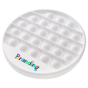 Custom printed Pop Fidget Toys in a white colour with full colour logo printed by Total Merchandise