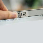 Recycled Biodegradable Plastic Webcam Covers on laptop webcam opened by Total Merchandise