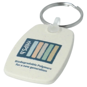 Recycled Biodegradable Plastic Keyrings in tor with full colour company logo by Total Merchandise