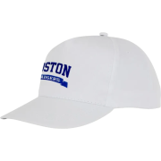 Logo printed Structured 5 Panel Cotton Cap in White from Total Merchandise