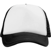 Front view of our promotional personalised Trucker Cap in black & white from Total Merchandise