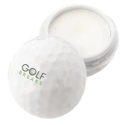 Branded Golf Ball Sun Block in White with opened lid by Total Merchandise