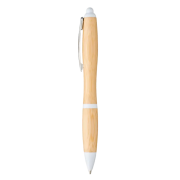 Promotional Nash Curvy Bamboo Pen in Natural/White from Total Merchandise