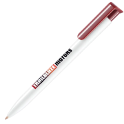 Promotional Absolute Ballpens in White with Dark Red Clip Printed by Total Merchandise