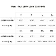 Size Guide for Promotional Fruit of the Loom Men's Heavy Polo Shirt from Total Merchandise