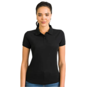 UK Printed AWD Women's Cotton Polo Shirt in Deep Black from Total Merchandise