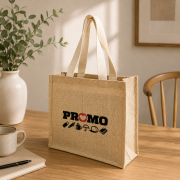 lifestyle image of the Promotional Medium Chui Jute Bags by Total Merchandise