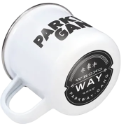Stainless steel rim shown on the Steel Rim 10oz Full Colour Premium Enamel Mugs