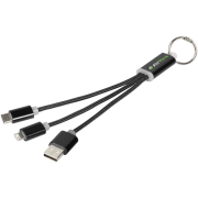 Promotional Metal 3 in 1 Charging Cable Keyring with a printed design from Total Merchandise