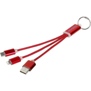 Promotional Metal 3-in-1 Charging Cable Keyring with a printed design from Total Merchandise