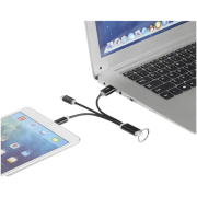 Branded Metal 3 in 1 Charging Cable Keyring with a design from Total Merchandise