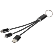Promotional Metal 3 in 1 Charging Cable Keyring with a design from Total Merchandise