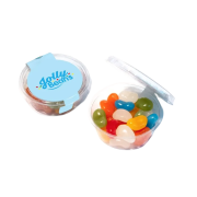 Promotional Midi Jolly Jelly Bean Eco Pots showing full colour printed label from Total Merchandise