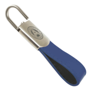 Promotional Tulsa Padlock Leather Keyfobs in blue from Total Merchandise