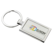 Logo branded Rectangular Alloy Injection Keyring with an example of a logo from Total Merchandise