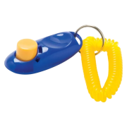 The back of the custom branded dog clicker from Total merchandise