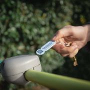 Lifestyle image of the Recycled Biodegradable Plastic Trolley Coin Stick Keyring