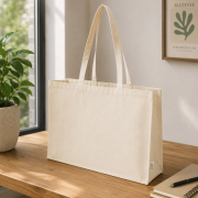 Lifestyle image of the Large Recycled 8oz Canvas Bag custom printed by Total Merchandise
