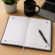 Lifestyle image of the A5 SmoothGrain Day to Page Diary by Total Merchandise